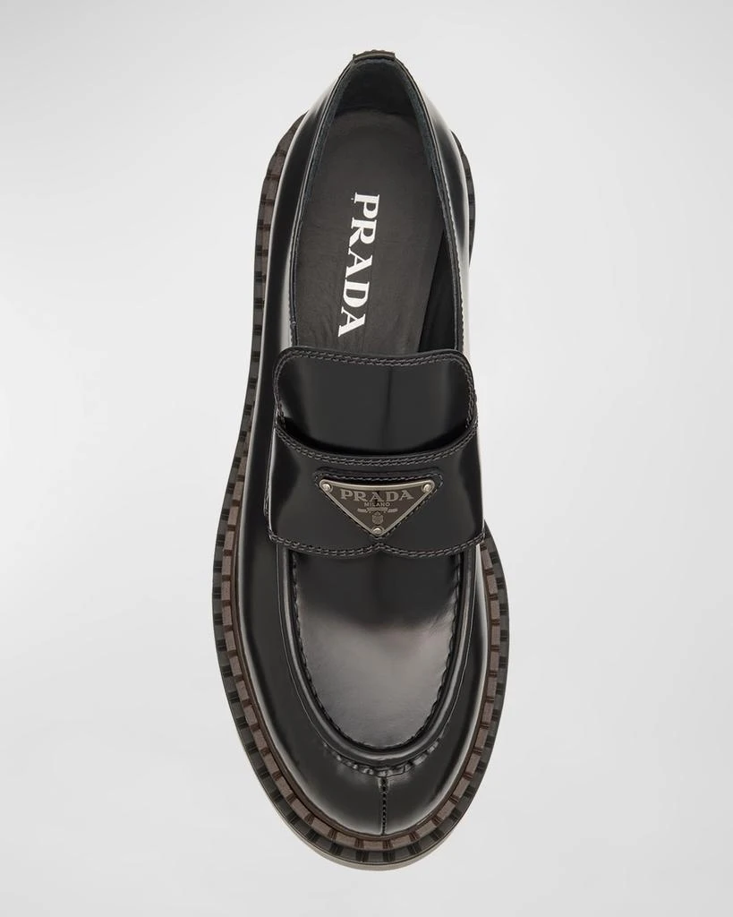 Prada Chocolate Calfskin Platform Loafers 6