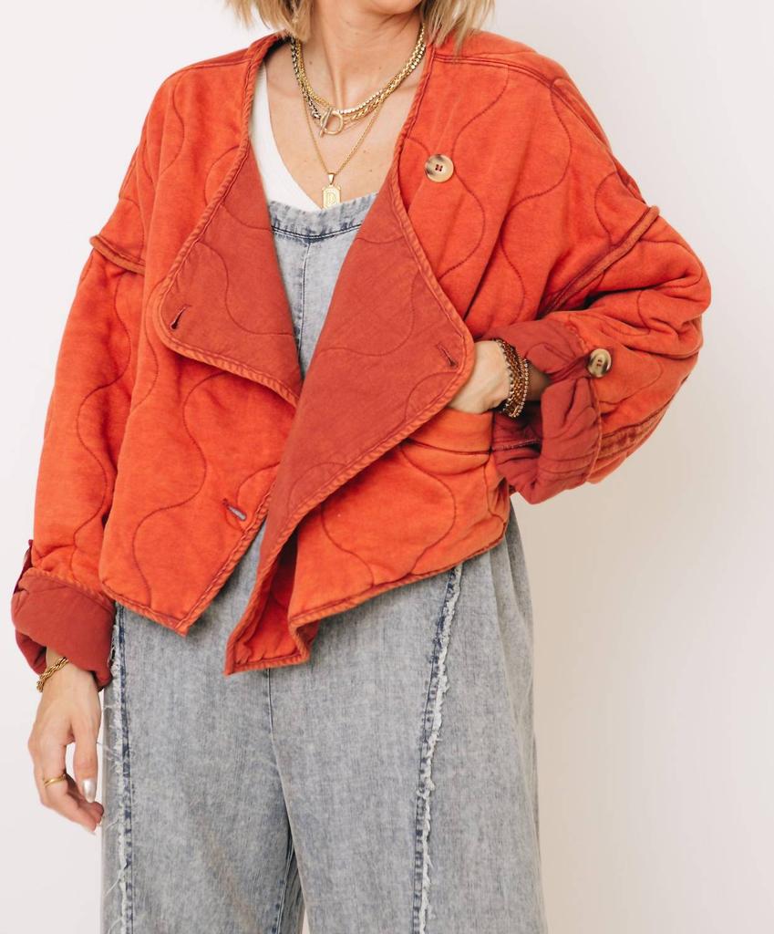 Oli & Hali Bohemian Bliss Quilted Cropped Jacket In Clay