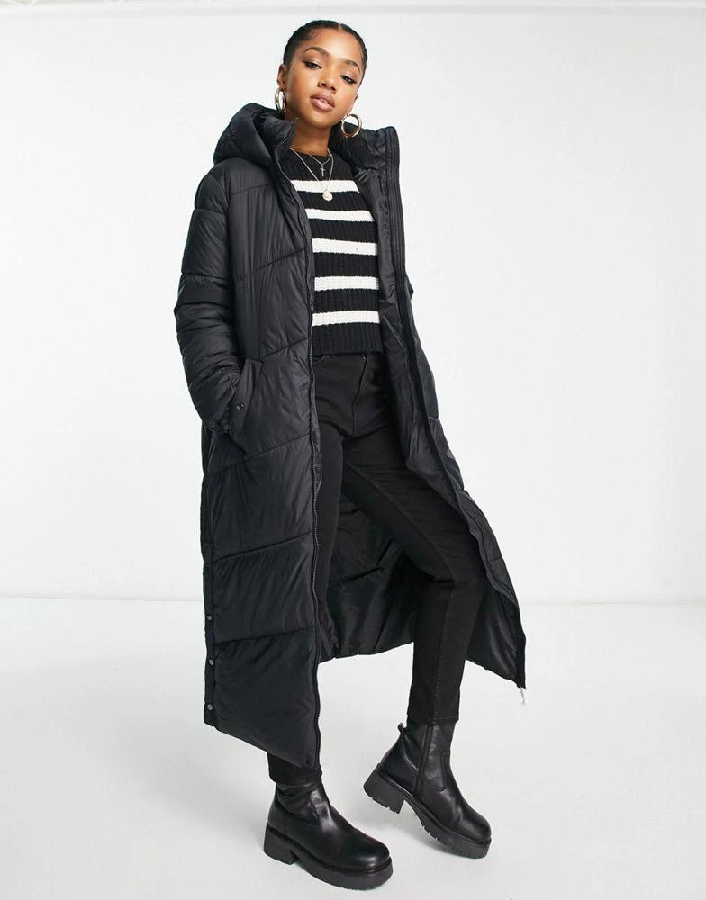 VERO MODA Vero Moda padded maxi coat with hood in black 1