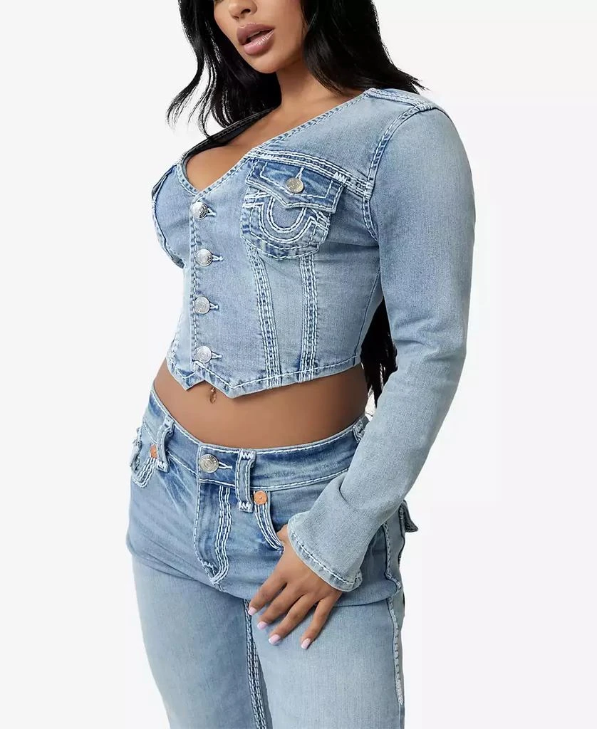 True Religion Women's Long Sleeve Super V Neck Top 3