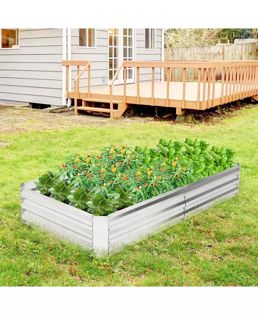 Gymax 6 x 3 x 1FT Galvanized Raised Garden Bed Heavy-Duty Elevated Rectangle Plant Box 3