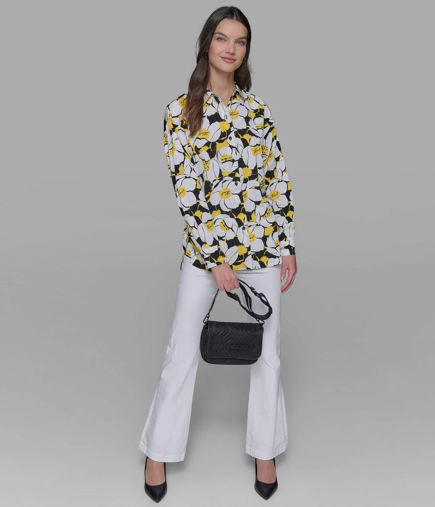 Karl Lagerfeld Paris DAFFODIL SILKY BUTTON DOWN BLOUSE 5