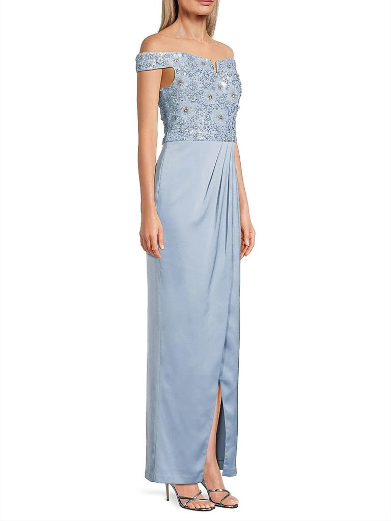 Aidan Mattox Beaded Off-the-Shoulder Column Gown 4