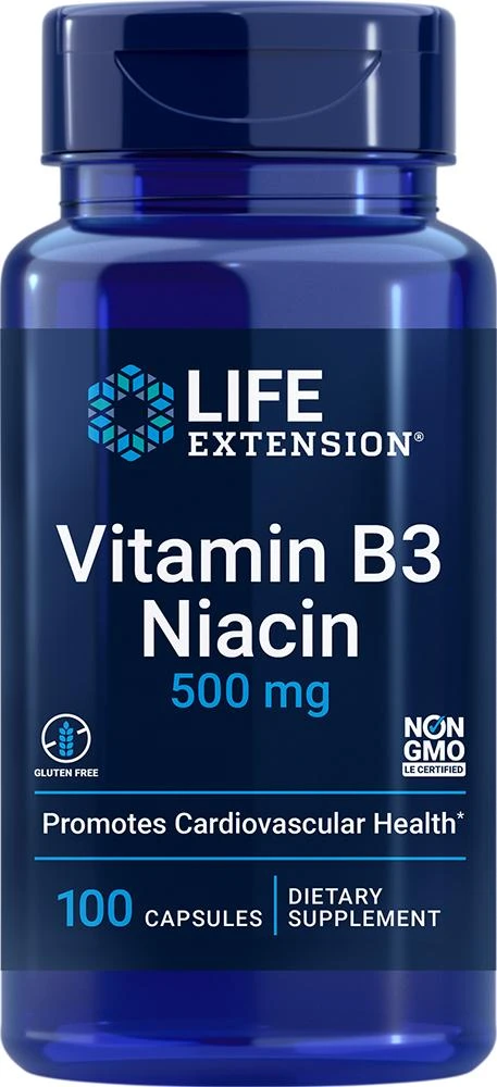 Life Extension Life Extension Vitamin B3 Niacin, 100 - 500 mg (500 mg, 100 capsules) 1