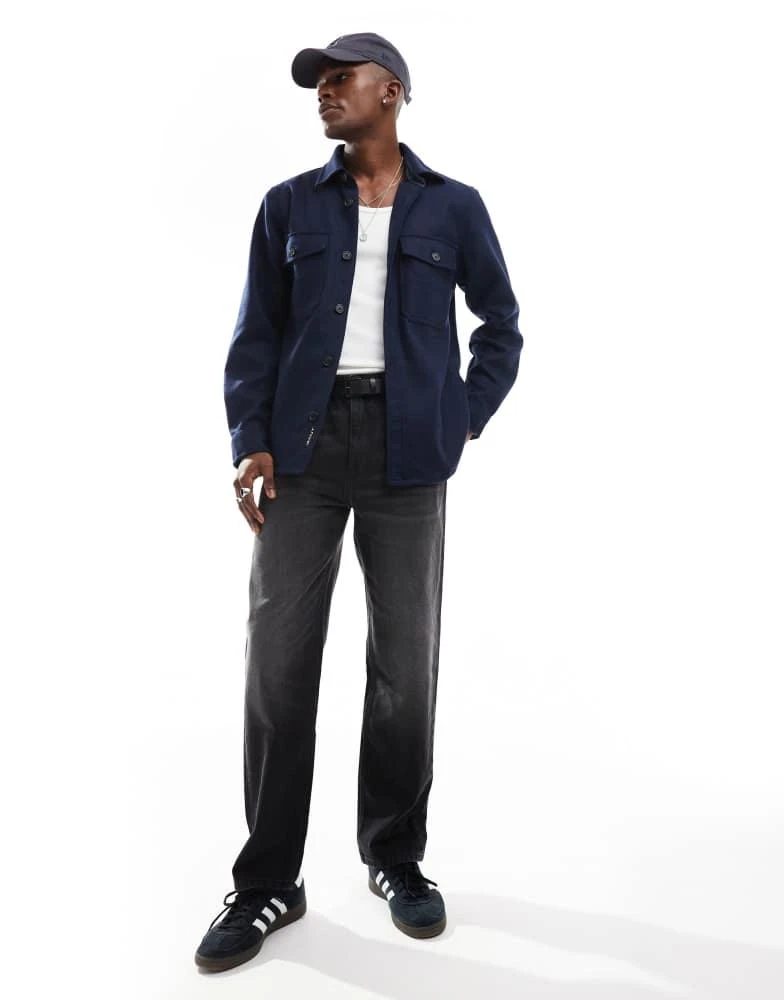 Gant GANT wool blend overshirt in navy blue 2