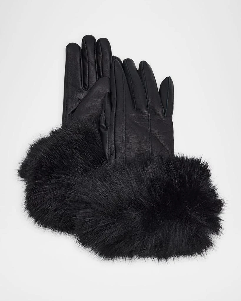 Adrienne Landau The Leather Gloves with Faux Fur 1