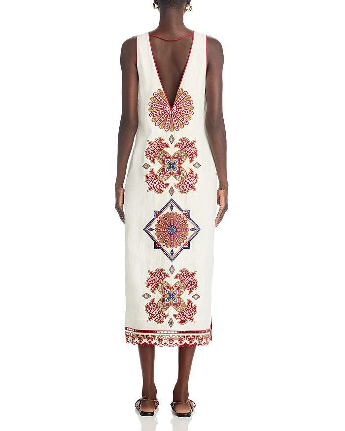 Farm Rio Marys Tiles Off White Richilieu Sleeveless Midi Dress 4