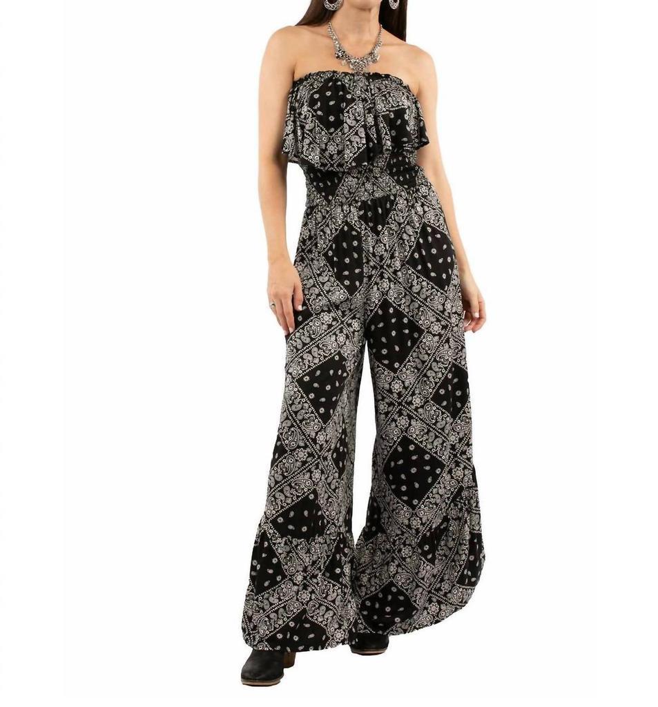 Scully Bandana Print Jumpsuit In Black