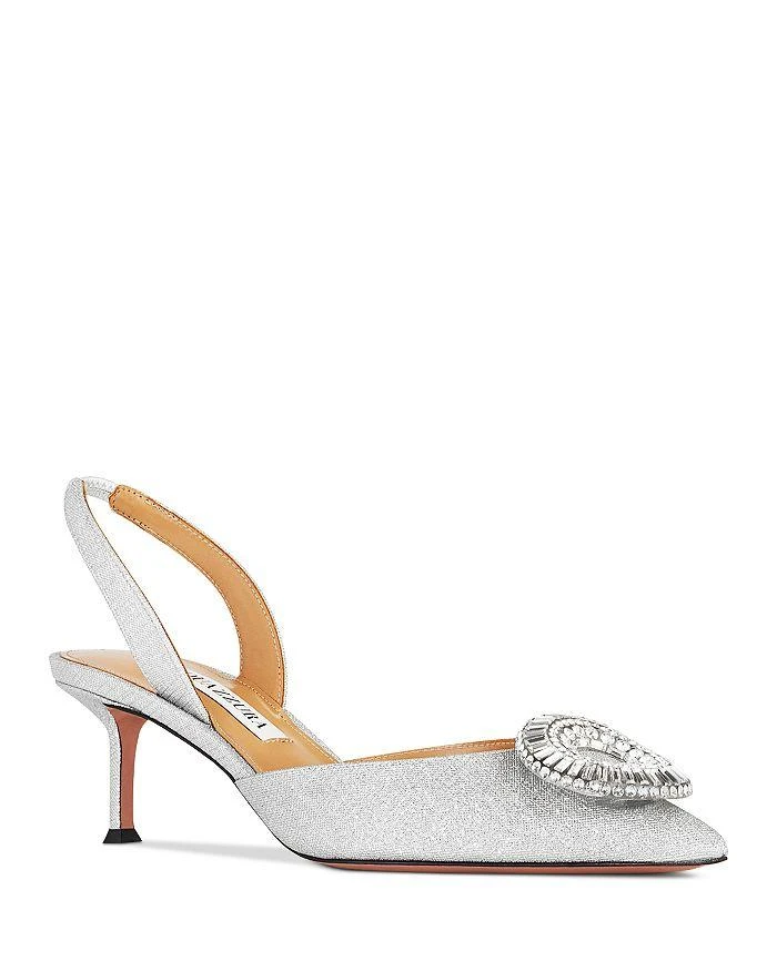 Aquazzura Women's Crystal Hoop 50 Slingback Pumps 1