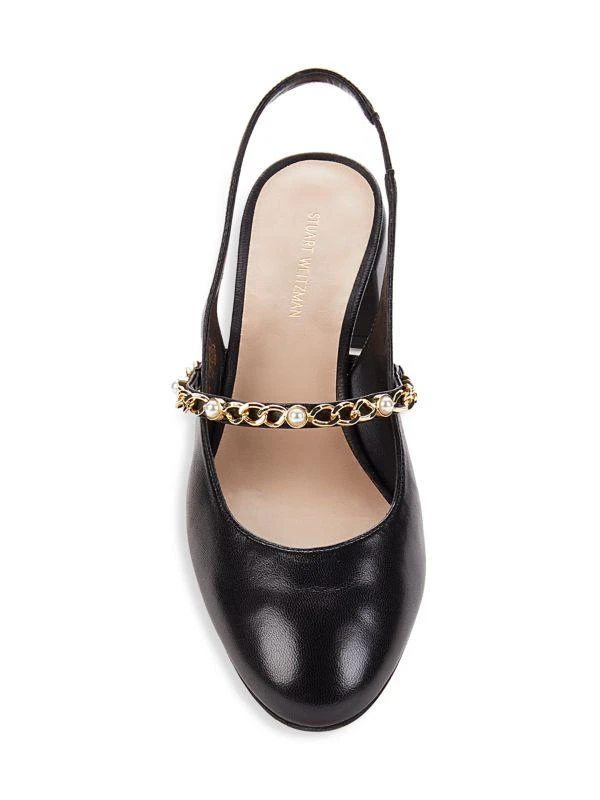 Stuart Weitzman Chain Trim Leather Slingback Pumps 5