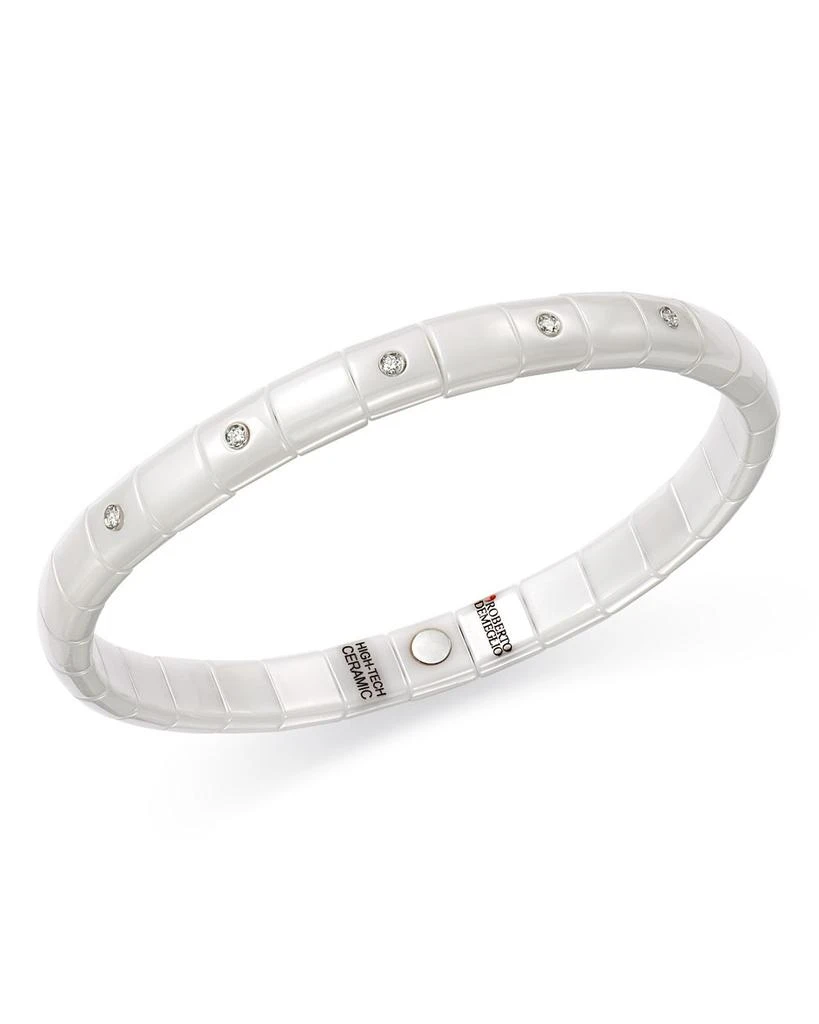 Roberto Demeglio 18K White Gold & White Ceramic Pura Stretch Bracelet with Diamonds 1