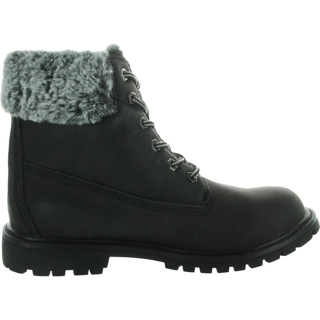 UNIONBAY Mason Womens Faux Fur Leather Combat & Lace-Up Boots