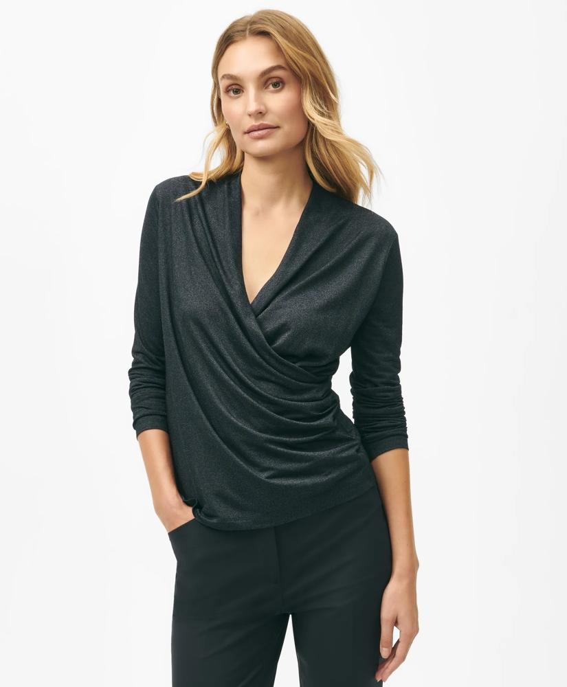 Brooks Brothers Faux Wrap Long-Sleeve Top