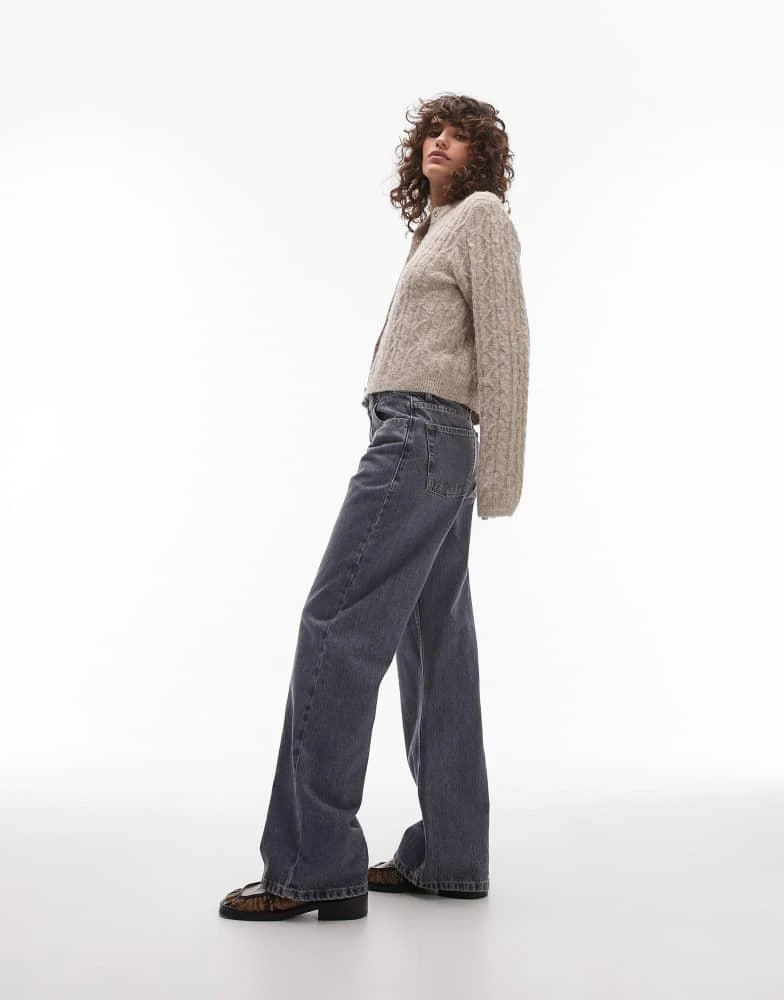 Topshop Topshop Ember low rise wide leg jean in grey 1