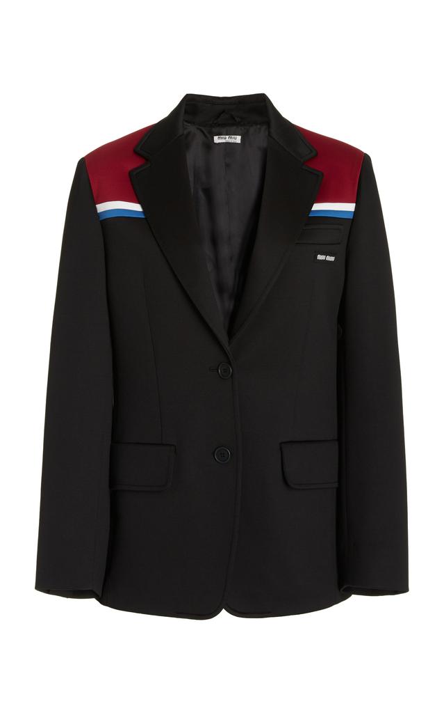 ジャケット MIUMIU SINGLE-BREASTED PINSTRIPE WOOL BLAZER Miu Miu Women's' Single-Breasted Pinstripe Blazer in Navy