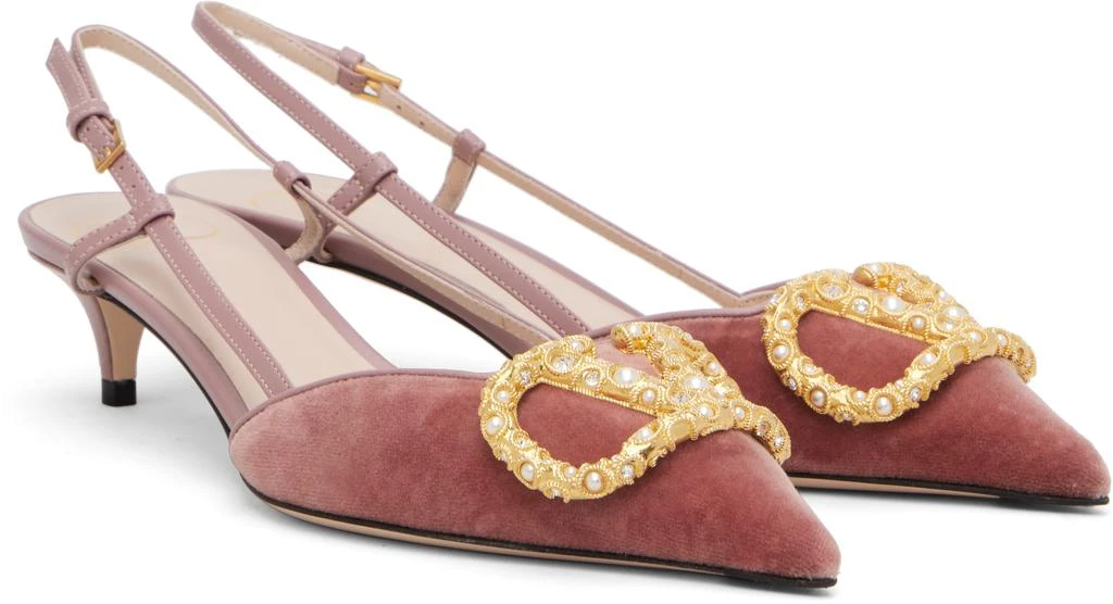 Valentino Pink VLogo Signature Velvet Slingback Heels 4