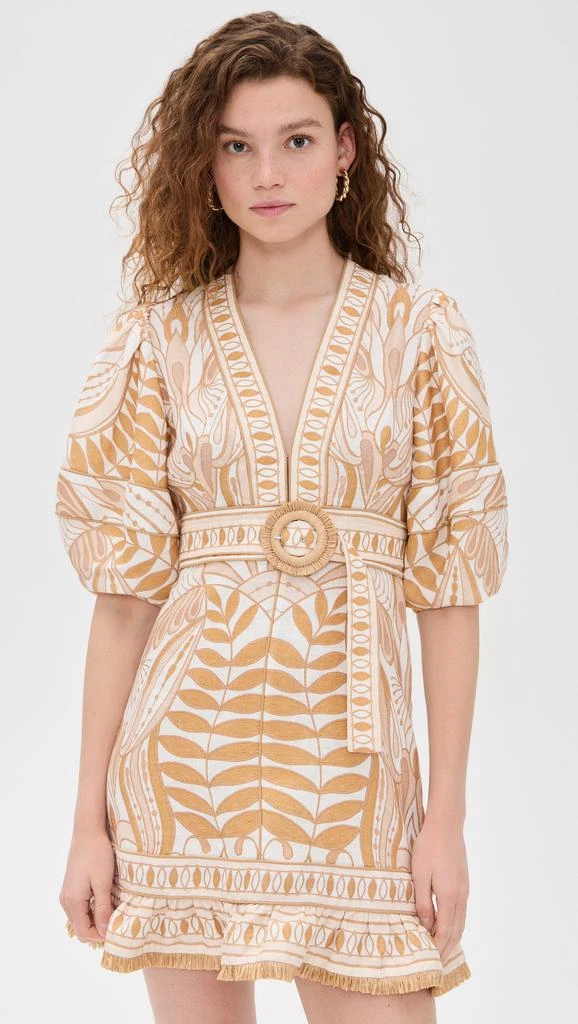 Farm Rio Lace Nature Short Sleeve Mini Dress 6