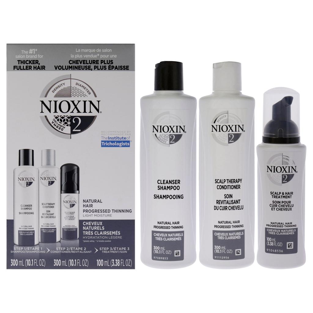 NIOXIN System 2 Kit by for Unisex - 3 Pc 10.1oz Cleanser Shampoo, 10.1 oz Scalp Therapy Conditioner, 3.38oz Scalp and Hair Treatment