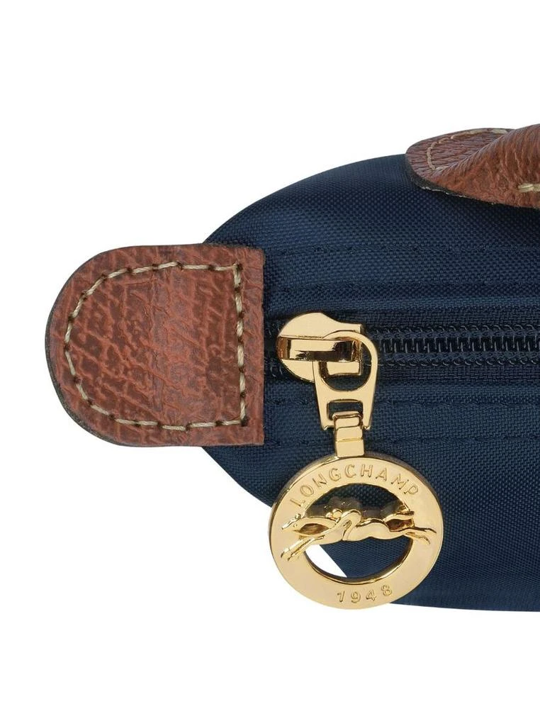 Longchamp 'Le Pliage Original' Blue Mini Bag With Logo Engraved On The Front In Leather And Canvas Woman 4