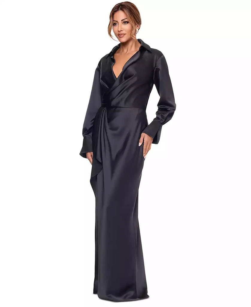 XSCAPE Women's Satin Shirtdress Gown 3