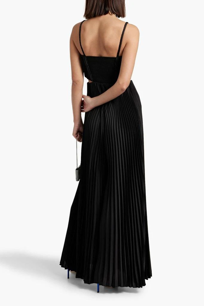 Alice + Olivia Powell cutout pleated satin wide-leg jumpsuit 3