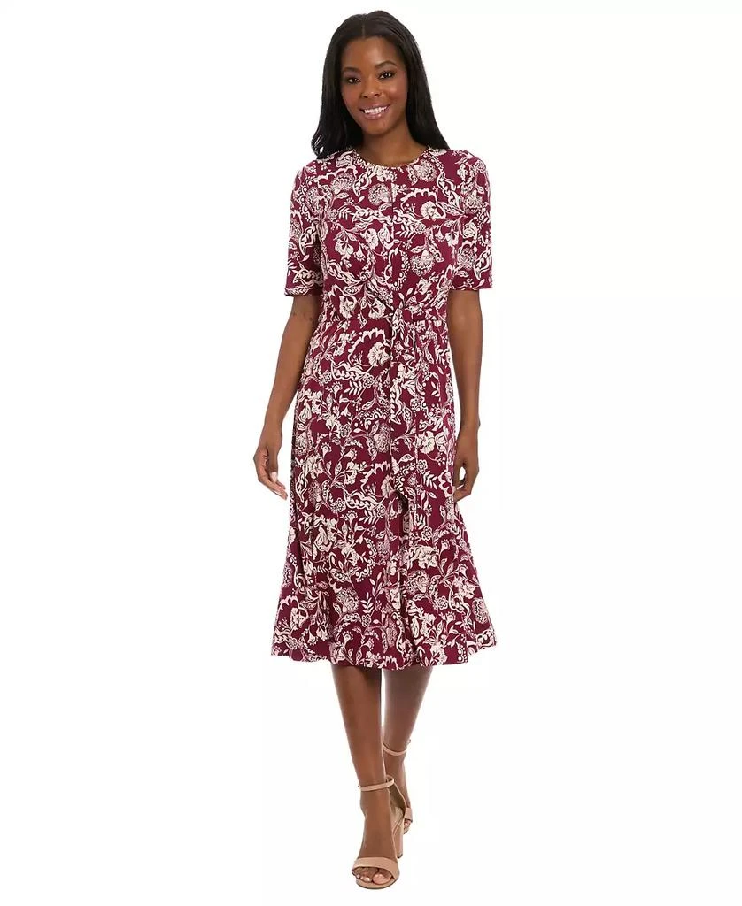 London Times Petites Jersey Printed Midi Dress 1