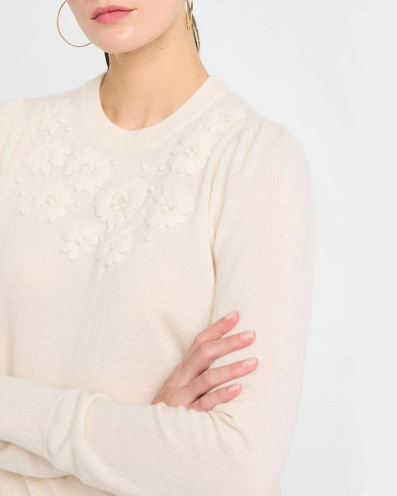 Autumn Cashmere Floral-Embroidered Cashmere Crewneck Sweater 5