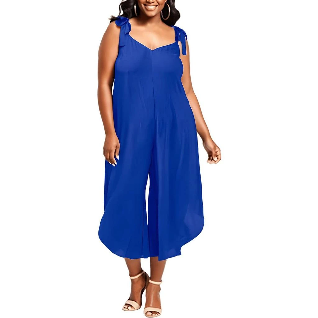 Vince Camuto Plus Womens Tie Shoulder Wide Leg Jumpsuit 1