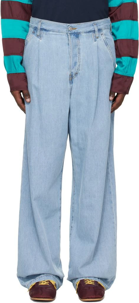 Dries Van Noten Blue Pleated Jeans 1
