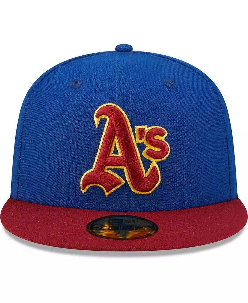 New Era Men's Royal, Red Oakland Athletics Throwback Logo Primary Jewel Gold Undervisor 59FIFTY Fitted Hat 3