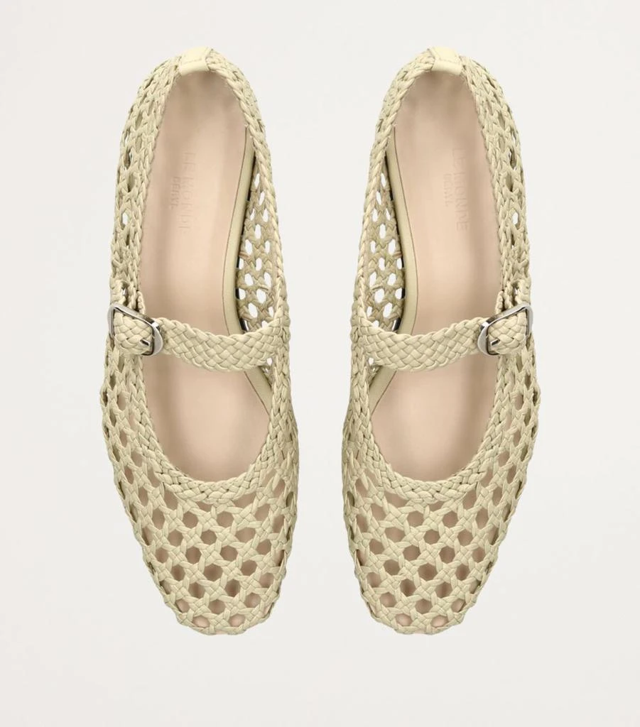 Le Monde beryl Leather Woven Mary Janes 4