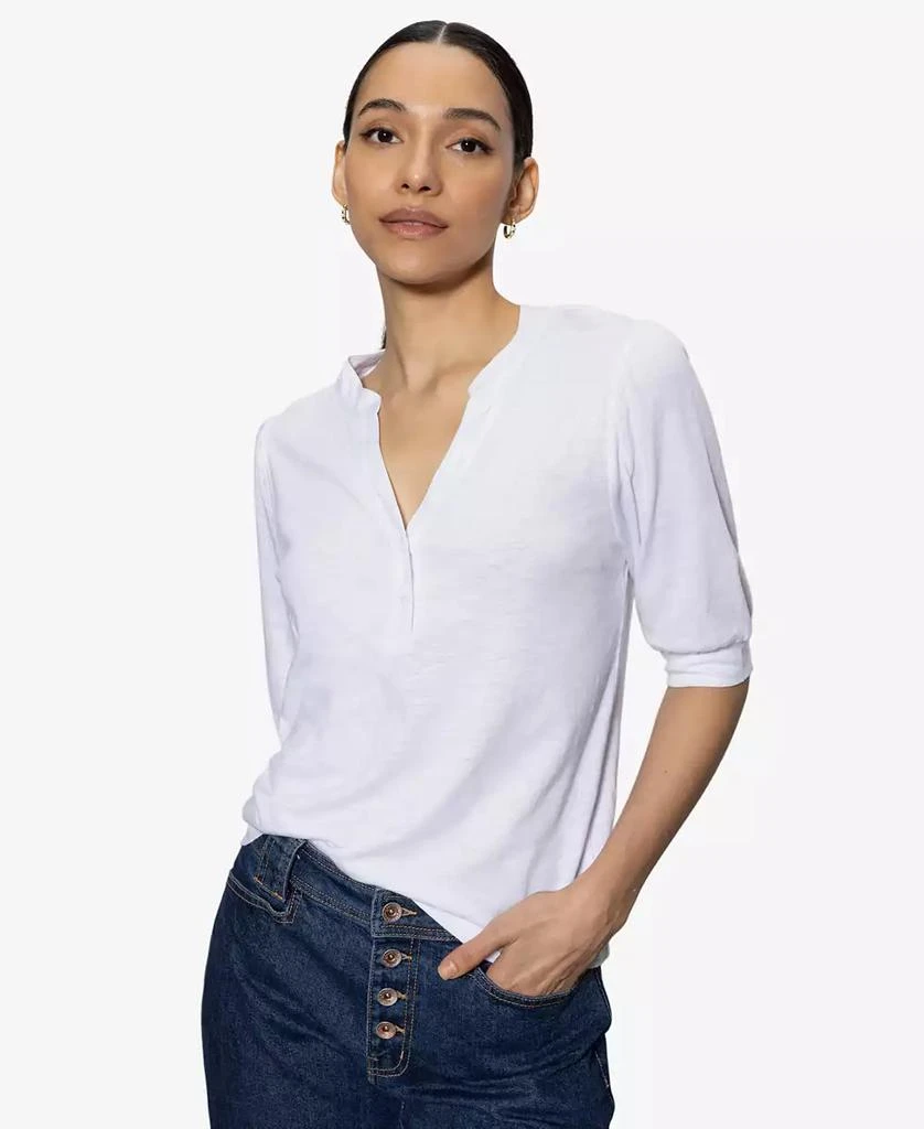 Sanctuary Women's Mixed-Media Button-Front Tee 1