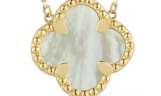 Ember Fine Jewelry 14K Yellow Gold Mother-of-Pearl Quatrefoil Pendant Necklace 2
