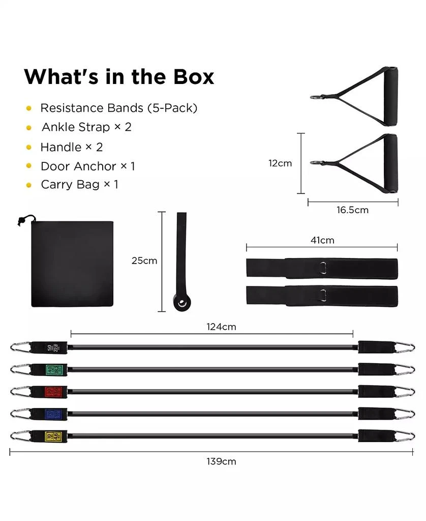 Cowin Resistance Exercise Bands Set Up to 150lb with Door Anchor and Handles Black 4