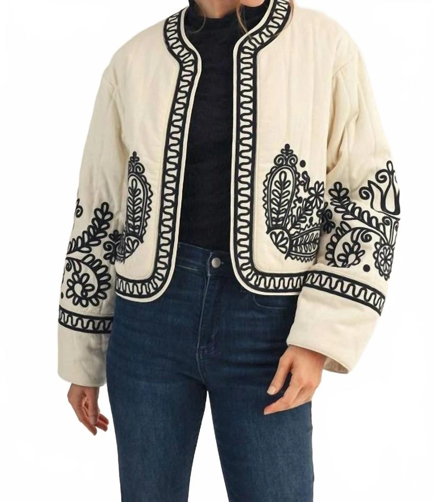 Jodifl Embroidered Round Neck Jacket In White