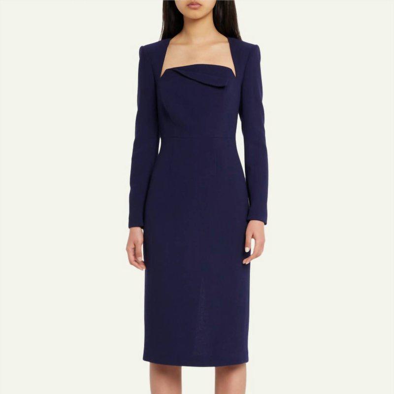 ROLAND MOURET Origami Neck Crepe Midi Dress