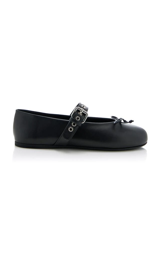 Miu Miu Miu Miu - Buckle-Strap Leather Ballet Flats        - Black - IT 35 - Moda Operandi 1