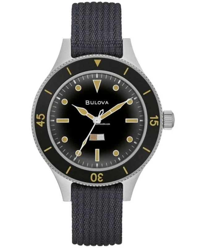 Bulova Bulova Archive Chronograph Black Dial Fabric Strap Men's Watch 98A266 1