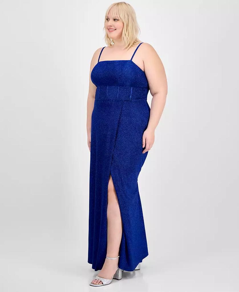 City Studios Trendy Plus Size Glitter Sleeveless Gown