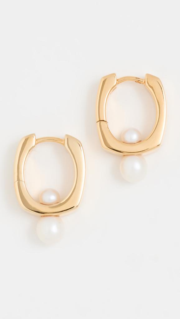 Missoma Button Pearl Square Small Hoop Earrings
