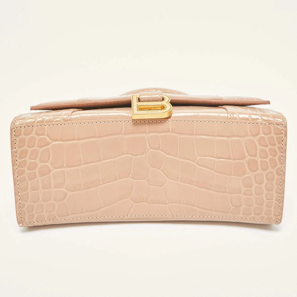 Balenciaga Balenciaga Beige Croc Embossed Leather Small Hourglass Top Handle Bag 7