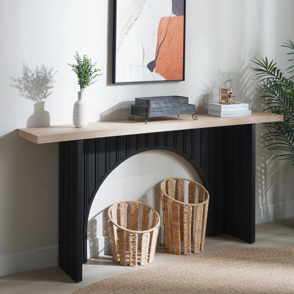 Streamdale Furniture Streamdale Modern Console Table - Black Arch 
Wood Top 2