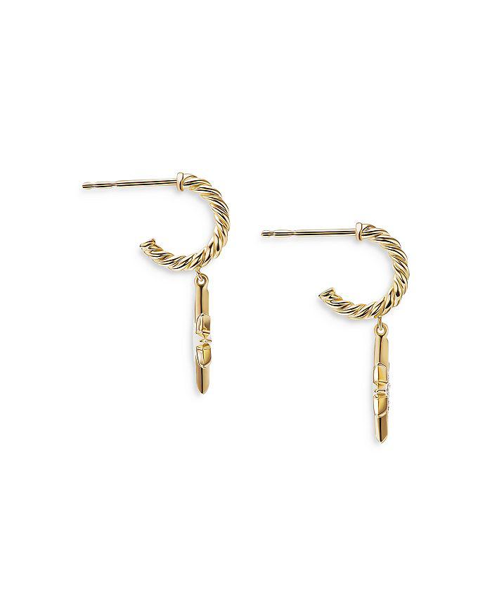 David Yurman Cable Collectibles North Star Drop Earrings in 18K Yellow Gold with Pavé Diamonds