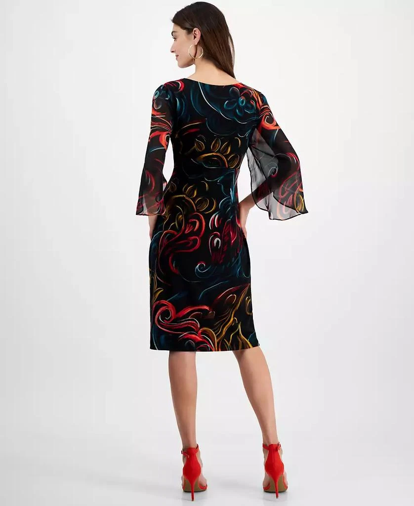 Connected Women's Chiffon Cape-Sleeve Sheath Dress 4