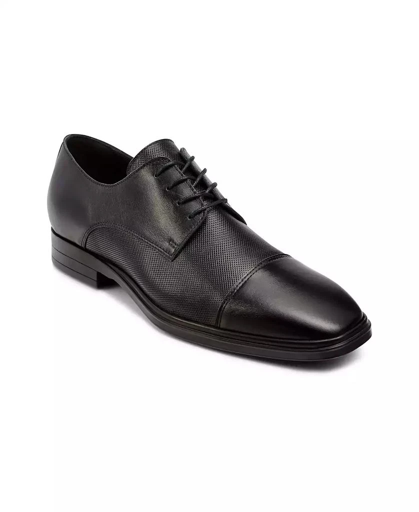 Karl Lagerfeld Paris Men's Leather Cap Toe Derby Lace-Up Shoes 1