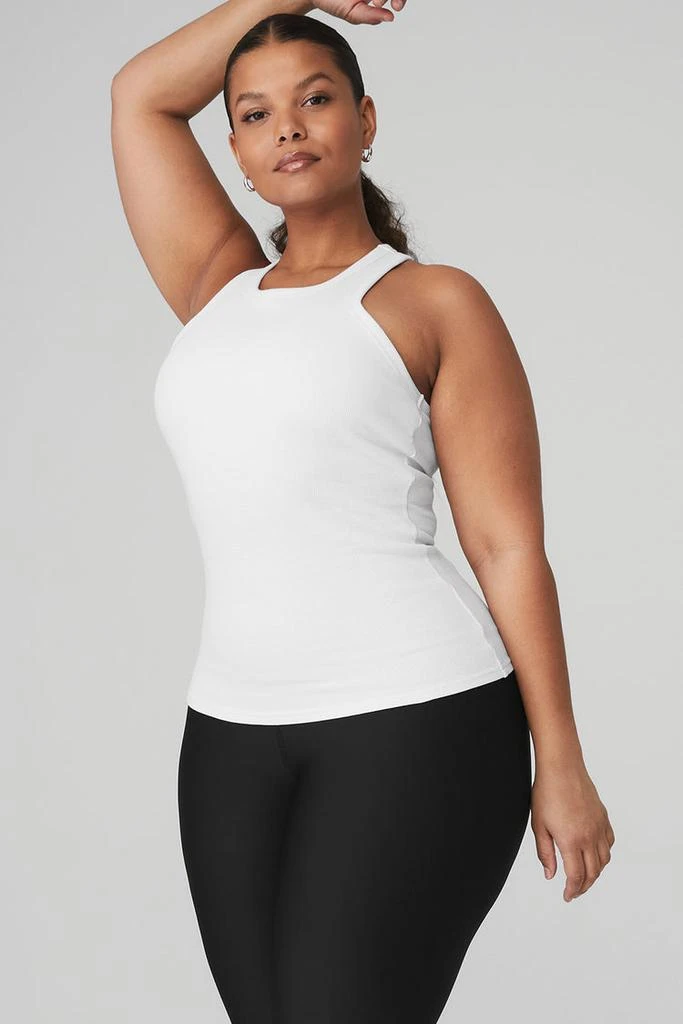 Alo Ribbed Aspire Full Length Tank - Athletic Heather Grey 7