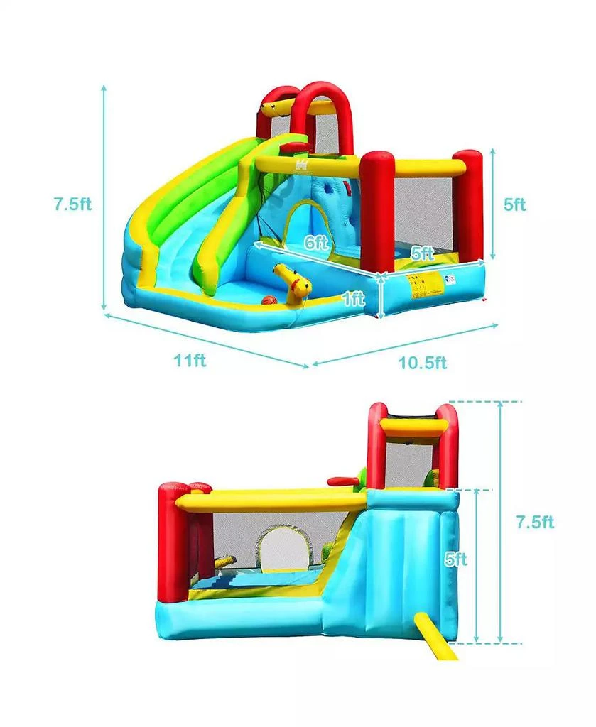 INOLAIT 6-in-1 Inflatable Bounce House with Climbing Wall and Basketball Hoop without Blower 2