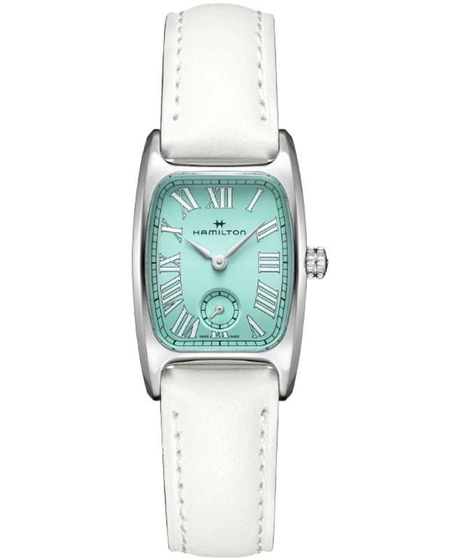 Hamilton Hamilton American Classic Boulton Small Second Quartz M Green Dial White Leather Strap Women's Watch H13321861 1