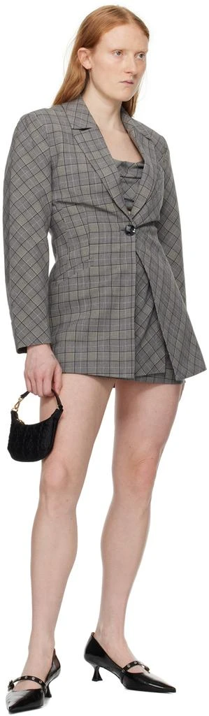 Ganni Gray Check Miniskirt 4