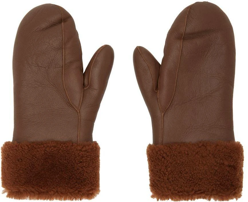 Yves Salomon Brown Shearling Mittens 1